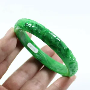 10% OFF- 61/62/63mm Certified Natural Jadeite Emerald A*Jade Handcarved Lucky Jade Coin Bangle FP1487
