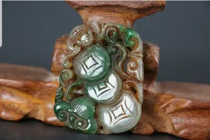 10% OFF- Certified Natural Green Jadeite Emerald Jade Handcarved Lucky Coin Money Pendant《Grade A》NO.C888
