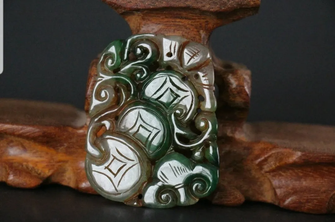 10% OFF- Certified Natural Green Jadeite Emerald Jade Handcarved Lucky Coin Money Pendant《Grade A》NO.C888