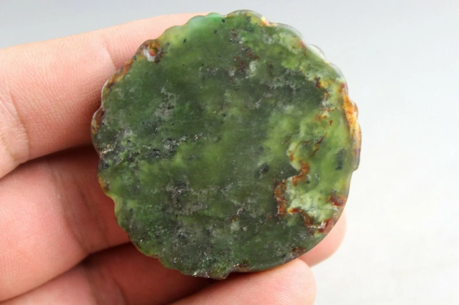 10% OFF- Certified Natural Green Jadeite Emerald Jade Handcarved Lucky Dragon-Pixiu Coin Pendant《Grade A》NO.C88