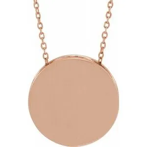14K Rose 17 mm Scroll Disc 16-18" Necklace