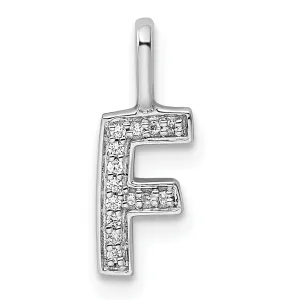 14K White Gold Diamond 0.046-CT Lower Case Style F Initial Charm