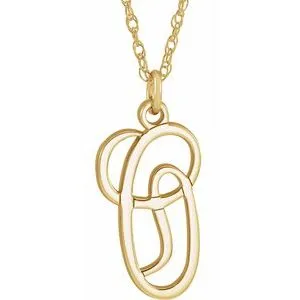 14K Yellow Script Initial O 16-18" Necklace