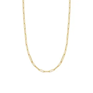 18K DESIGNER GOLD ALTERNATING SIZE PAPERCLIP LINK 17 INCH CHAIN - 18K Yellow Gold