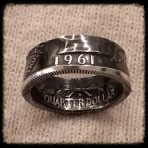 1932-1964 Silver Quarter - Birth Year Coin Ring Hand Made - Sizes 4.75 - 7.5