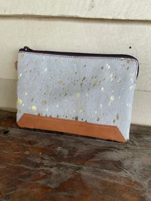70071 Detroit Cowhide Clutch Tan and Gold