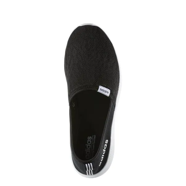 Adidas Women's Black White CF Lite Racer Cloudfoam Slip On Sneaker Shoes