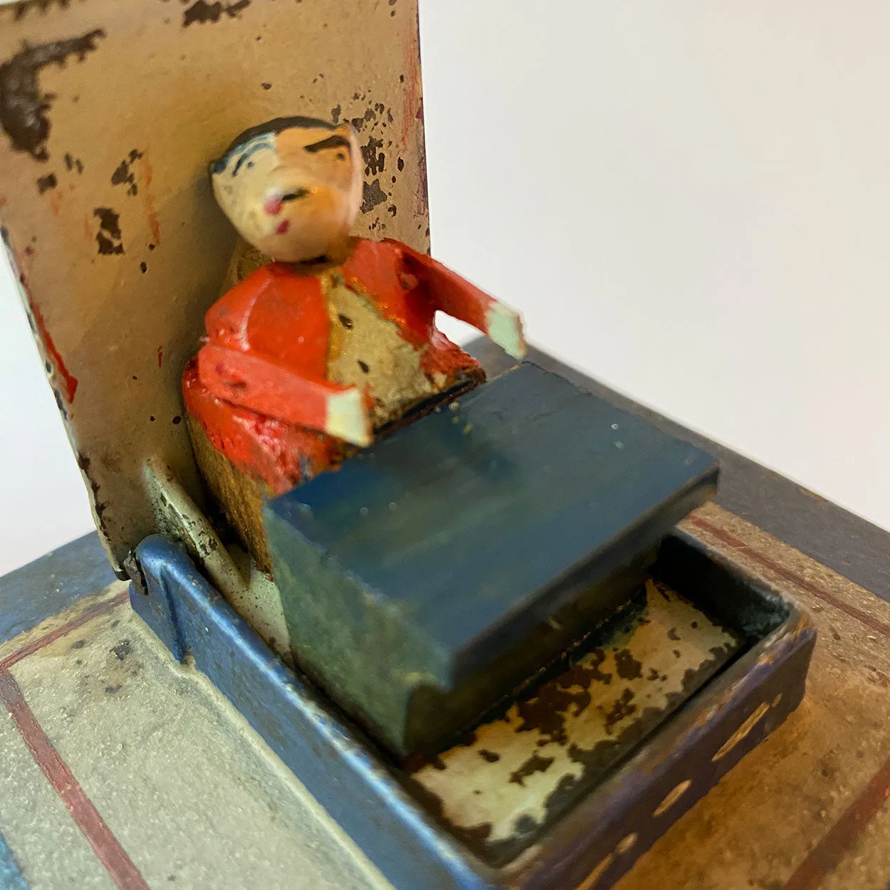 American J. & E. Stevens Painted Cast Iron Hall's Excelsior Bank Mechanical Bank