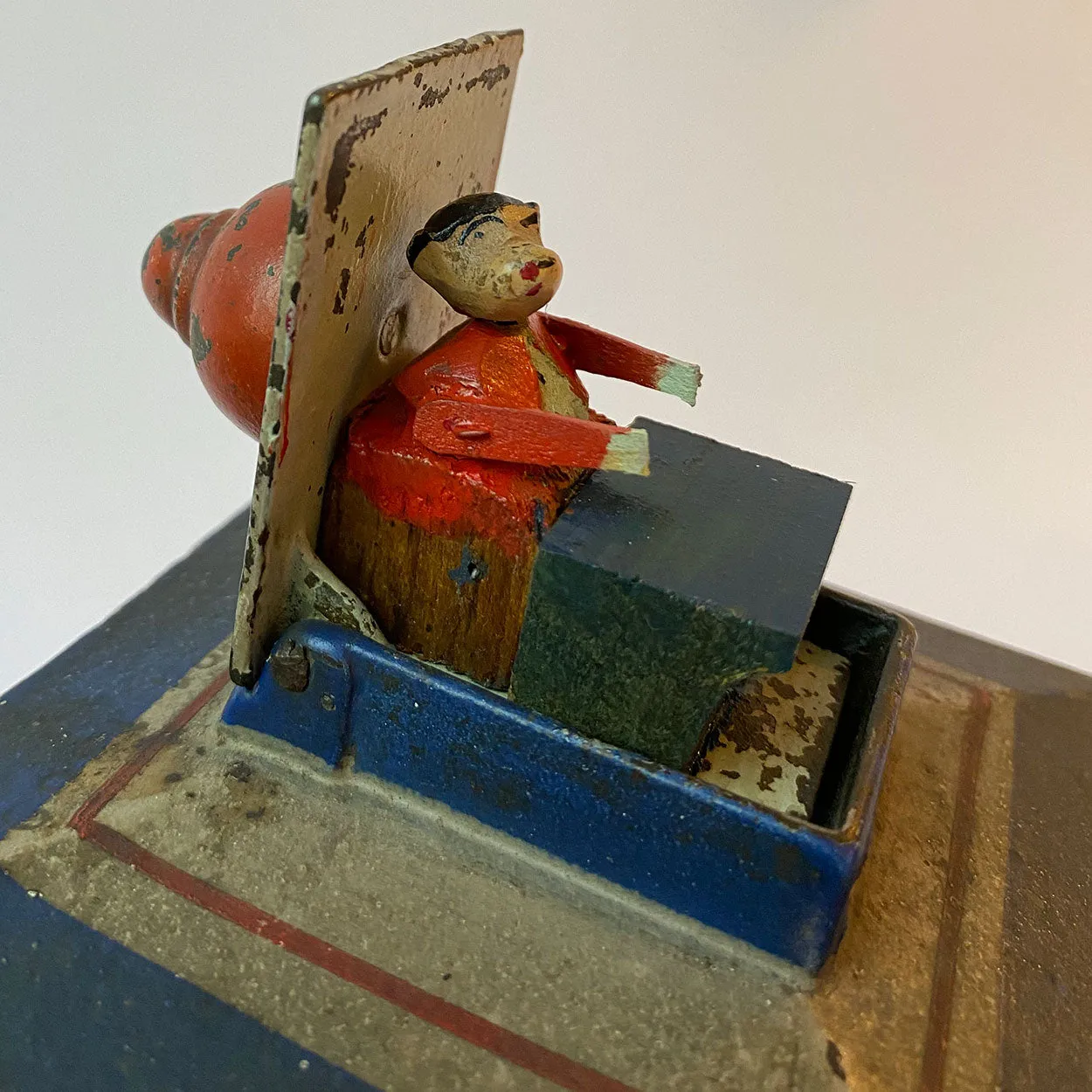 American J. & E. Stevens Painted Cast Iron Hall's Excelsior Bank Mechanical Bank