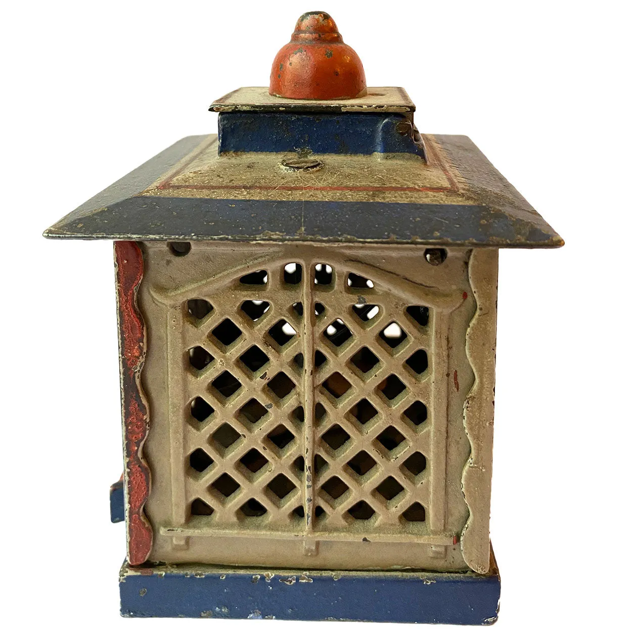 American J. & E. Stevens Painted Cast Iron Hall's Excelsior Bank Mechanical Bank