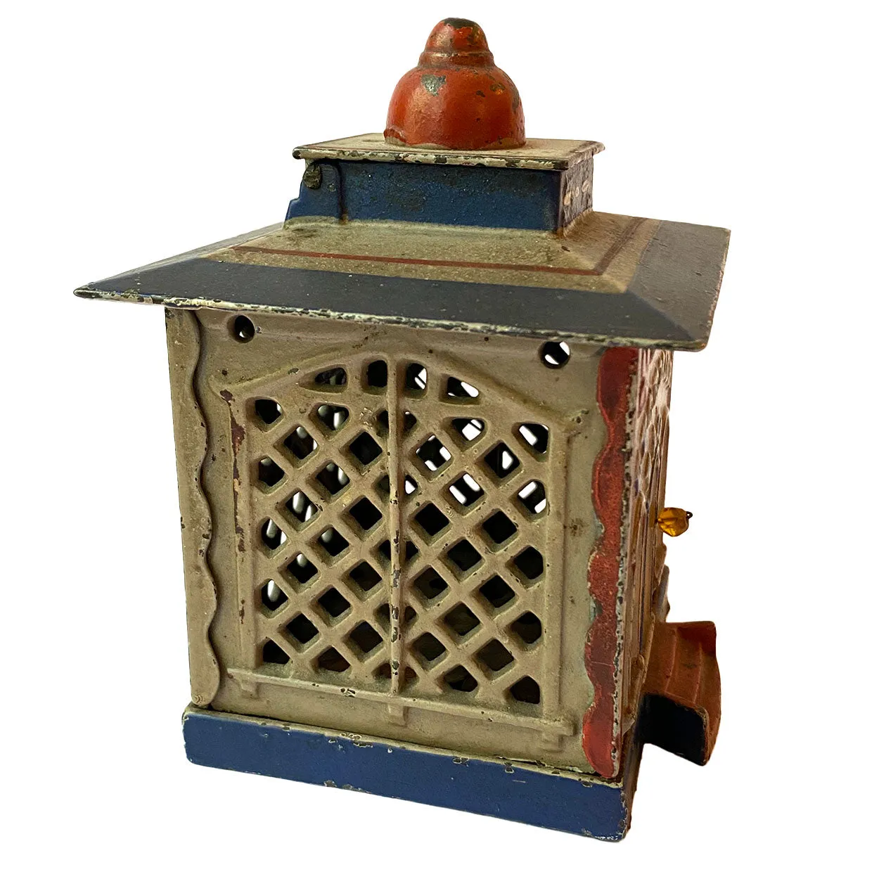 American J. & E. Stevens Painted Cast Iron Hall's Excelsior Bank Mechanical Bank
