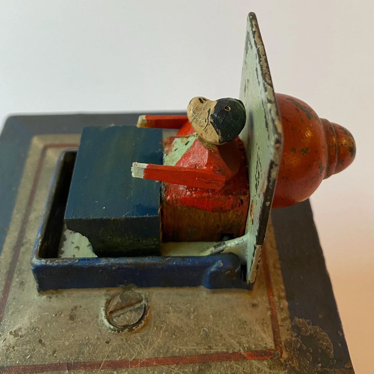American J. & E. Stevens Painted Cast Iron Hall's Excelsior Bank Mechanical Bank