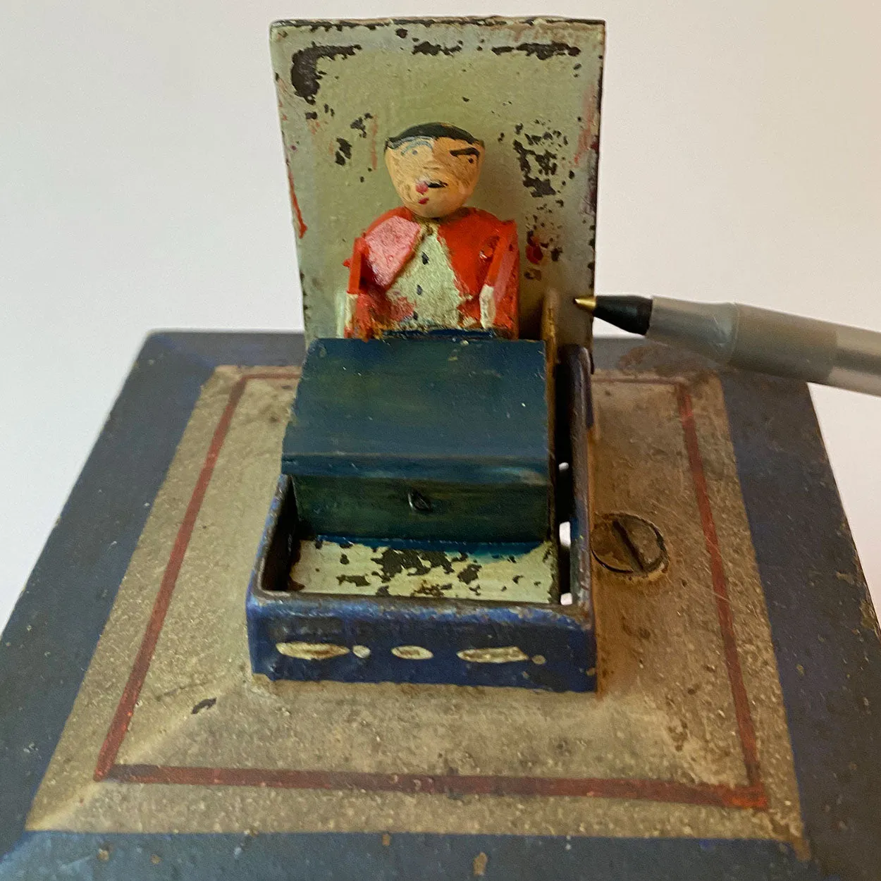 American J. & E. Stevens Painted Cast Iron Hall's Excelsior Bank Mechanical Bank