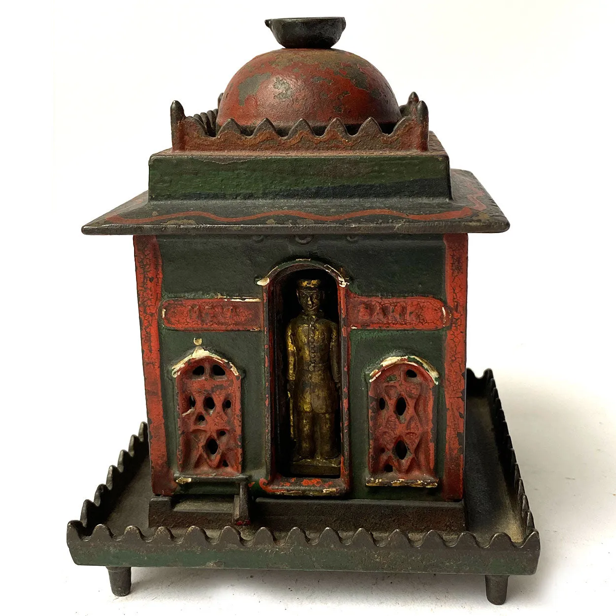 American J. & E. Stevens Painted Cast Iron New Bank Mechanical Bank