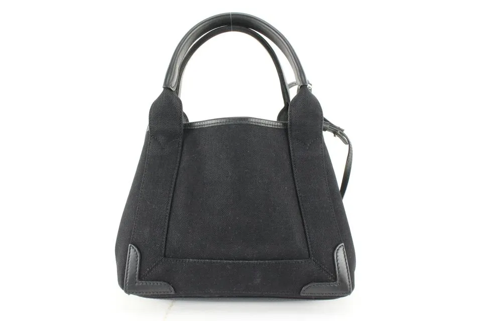 Balenciaga Black Canvas x Calfskin XS Navy Cabas 2way Crossbody 89ba629s
