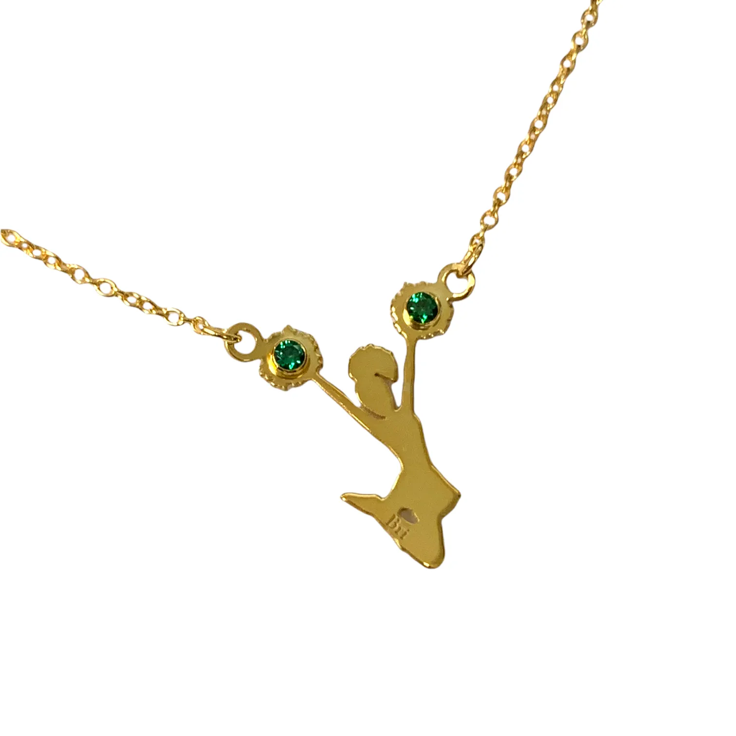 Birthstone Crystal Cheerleader Name Pendant Necklace