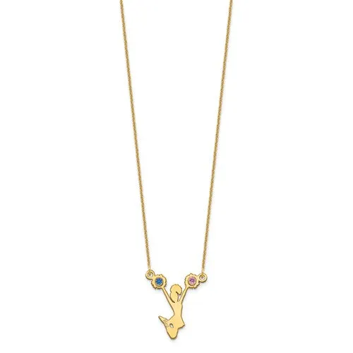 Birthstone Crystal Cheerleader Name Pendant Necklace