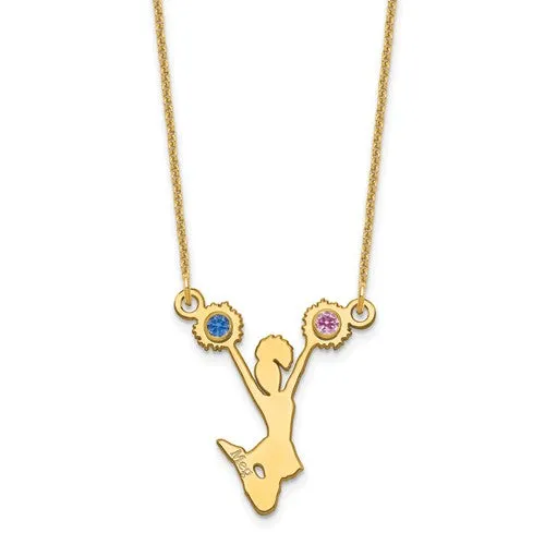 Birthstone Crystal Cheerleader Name Pendant Necklace
