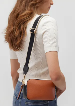 Black Strap White Camera Bag