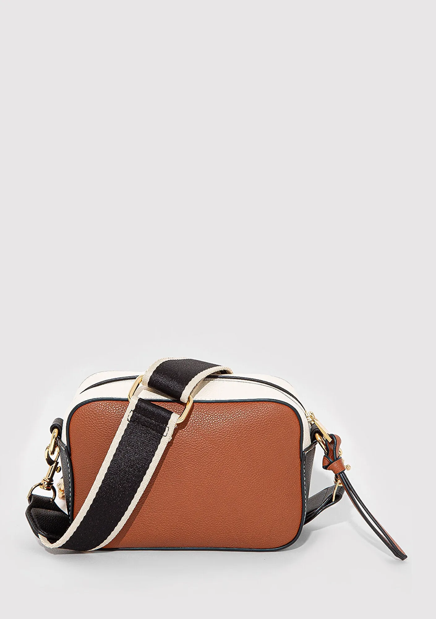 Black Strap White Camera Bag
