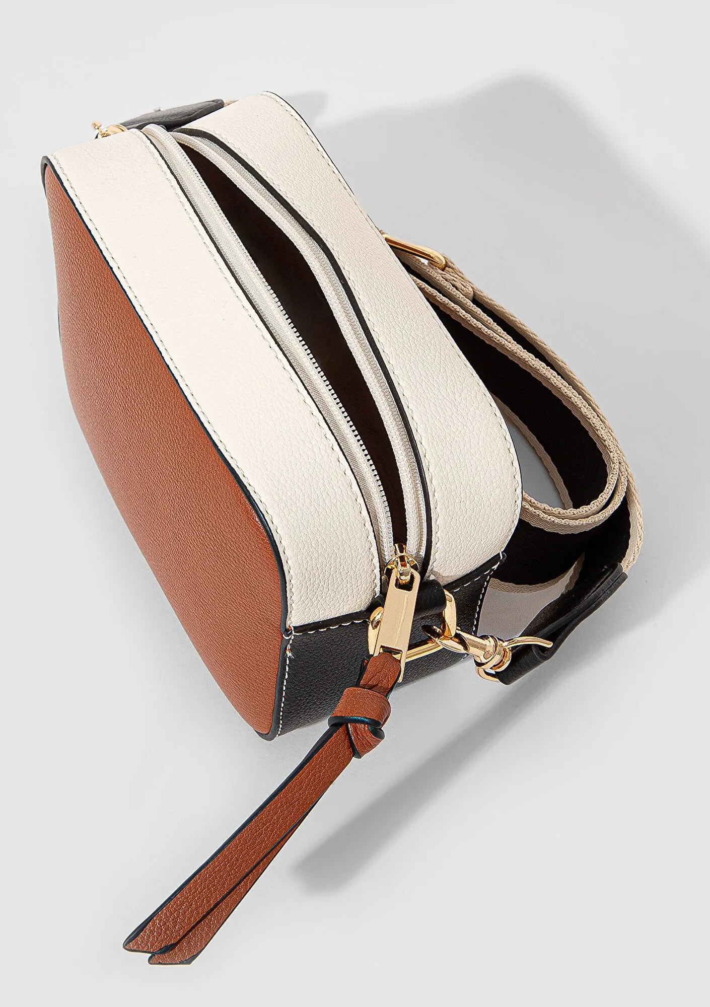 Black Strap White Camera Bag