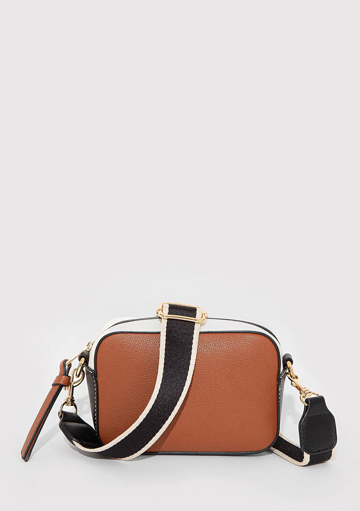 Black Strap White Camera Bag