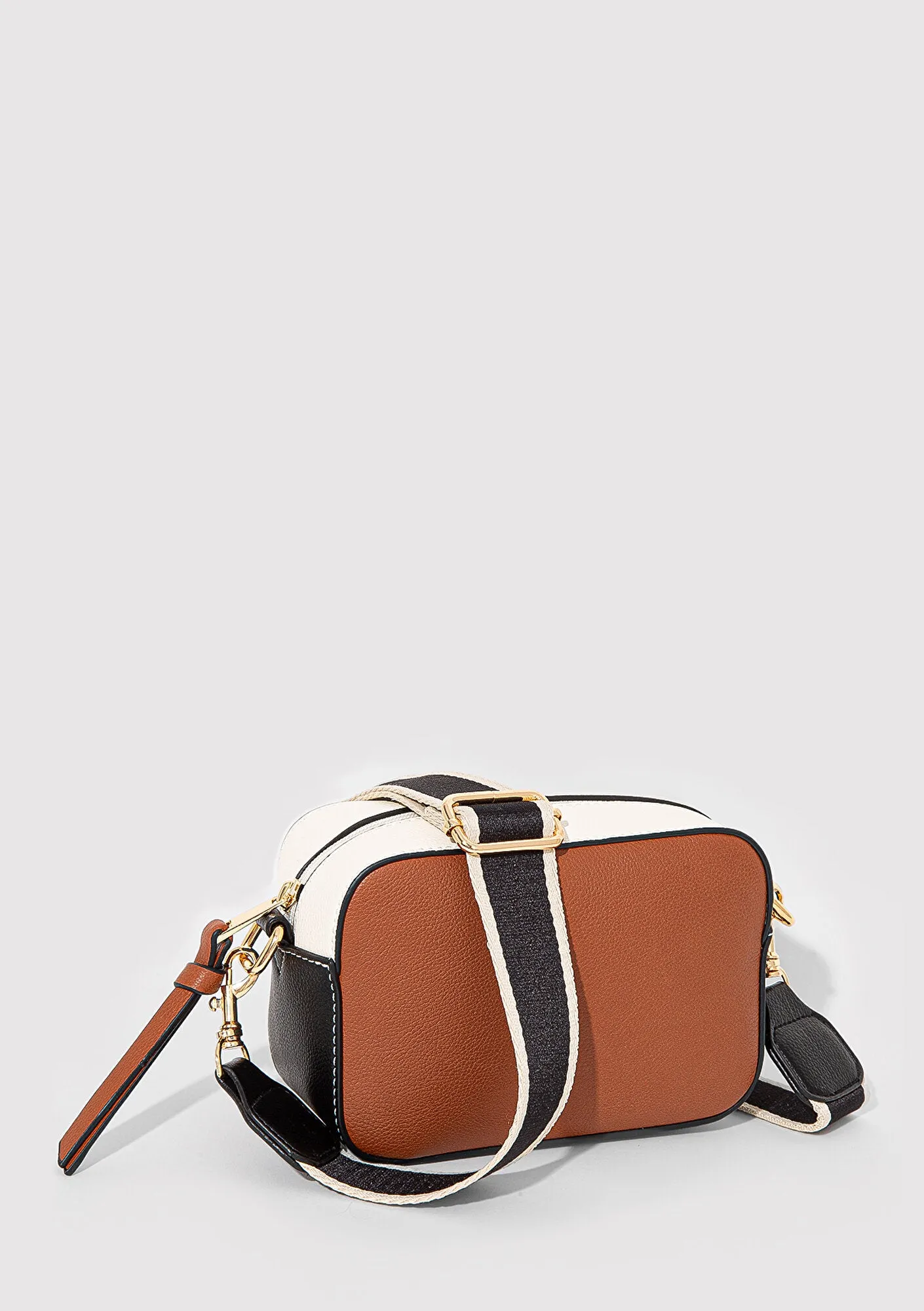 Black Strap White Camera Bag