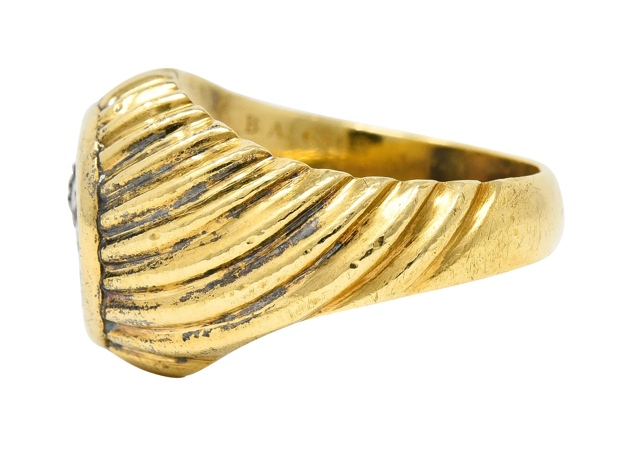 Bulgari 1980's Ancient Coin 18 Karat Yellow Gold Greek Bust Cameo Vintage Signet Ring