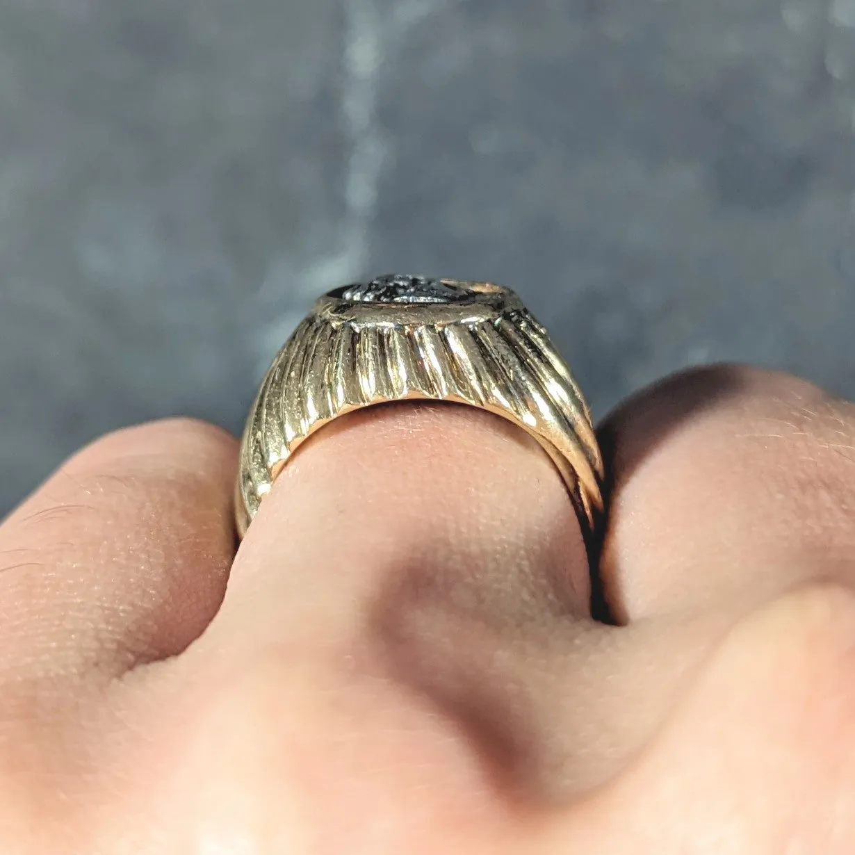 Bulgari 1980's Ancient Coin 18 Karat Yellow Gold Greek Bust Cameo Vintage Signet Ring