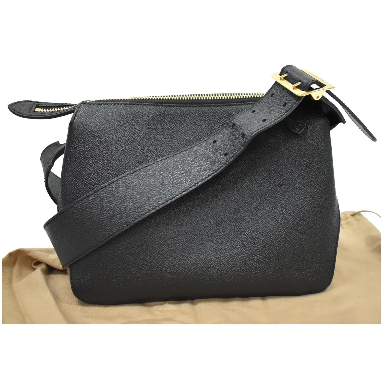 BURBERRY Helmsley House Check Grained Leather Crossbody Bag Black