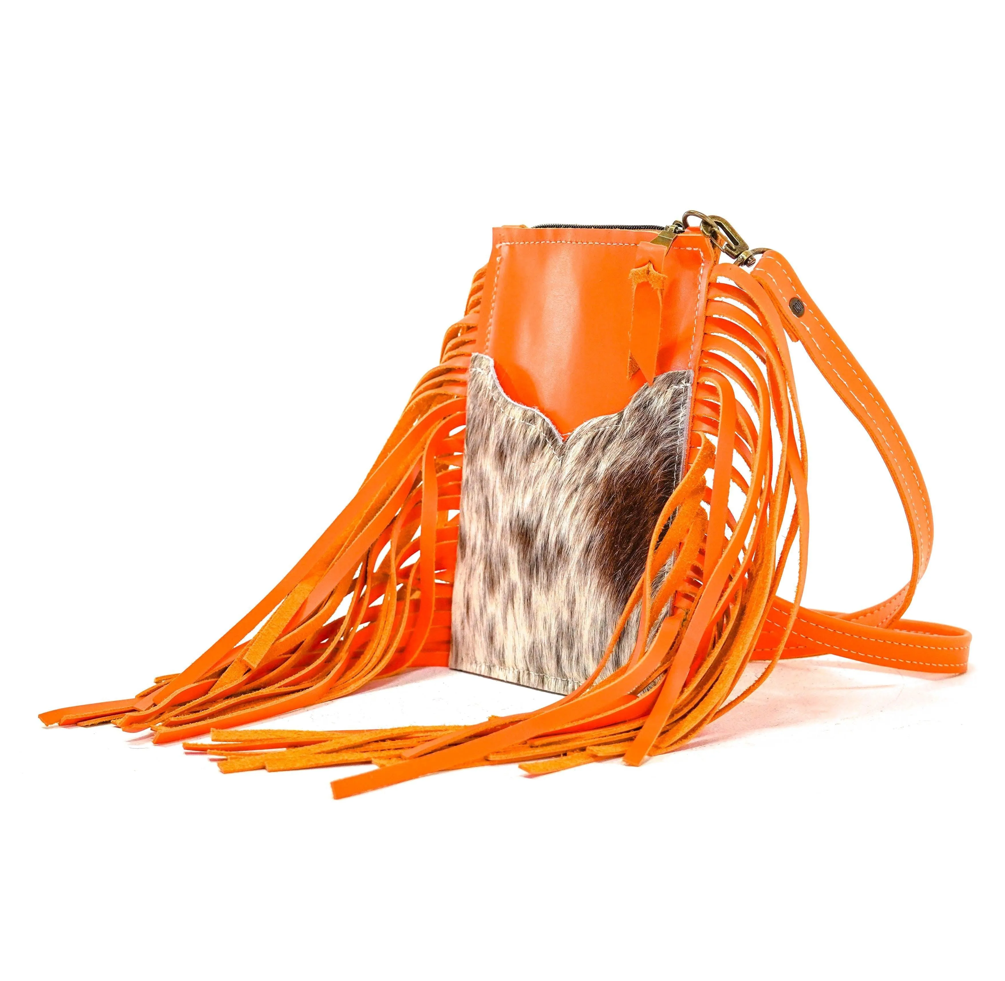 Carrie - Chocolate & White w/ Orange Leather