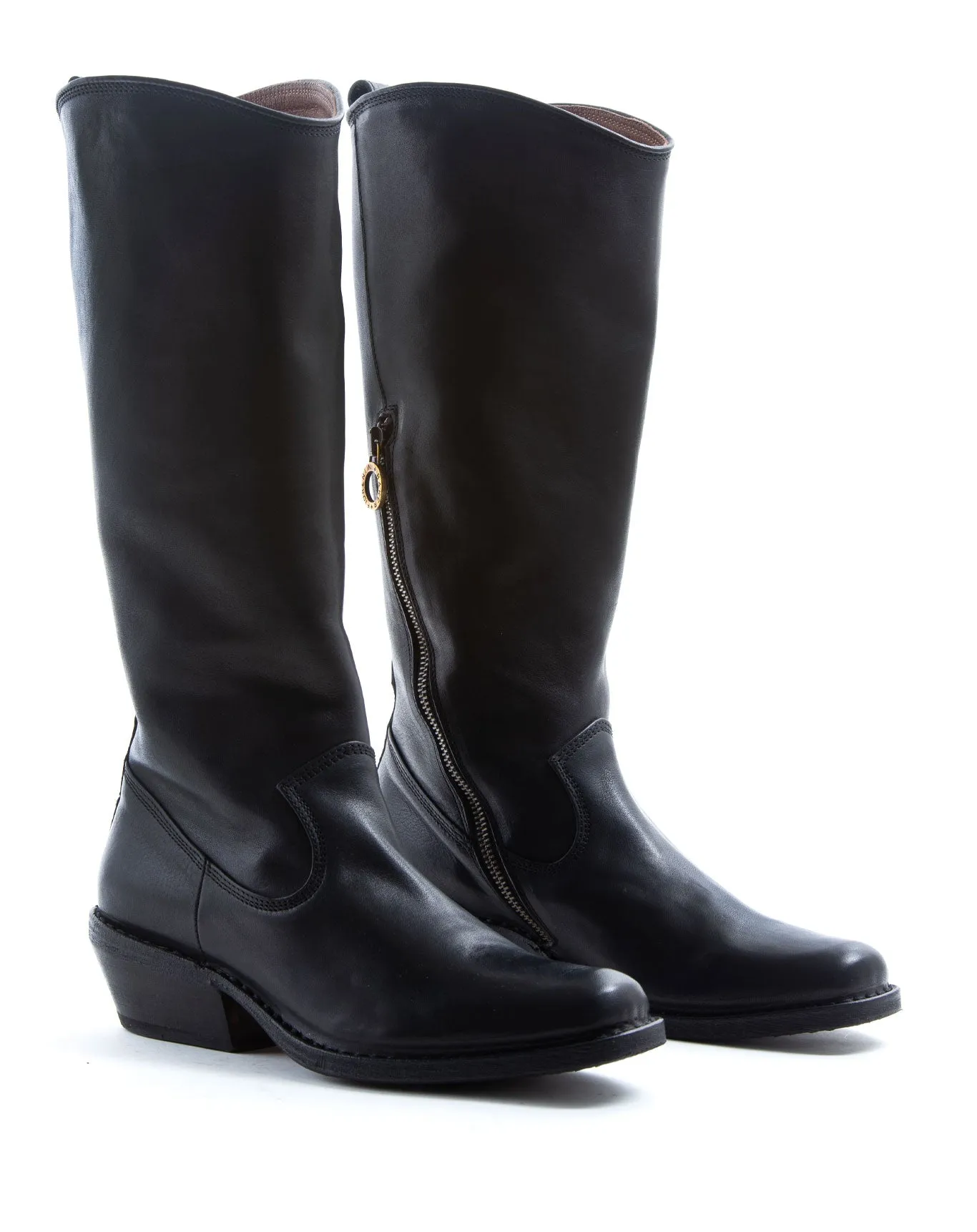 CATY Black Leather Tall Boots