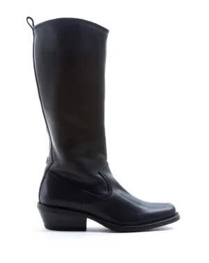 CATY Black Leather Tall Boots