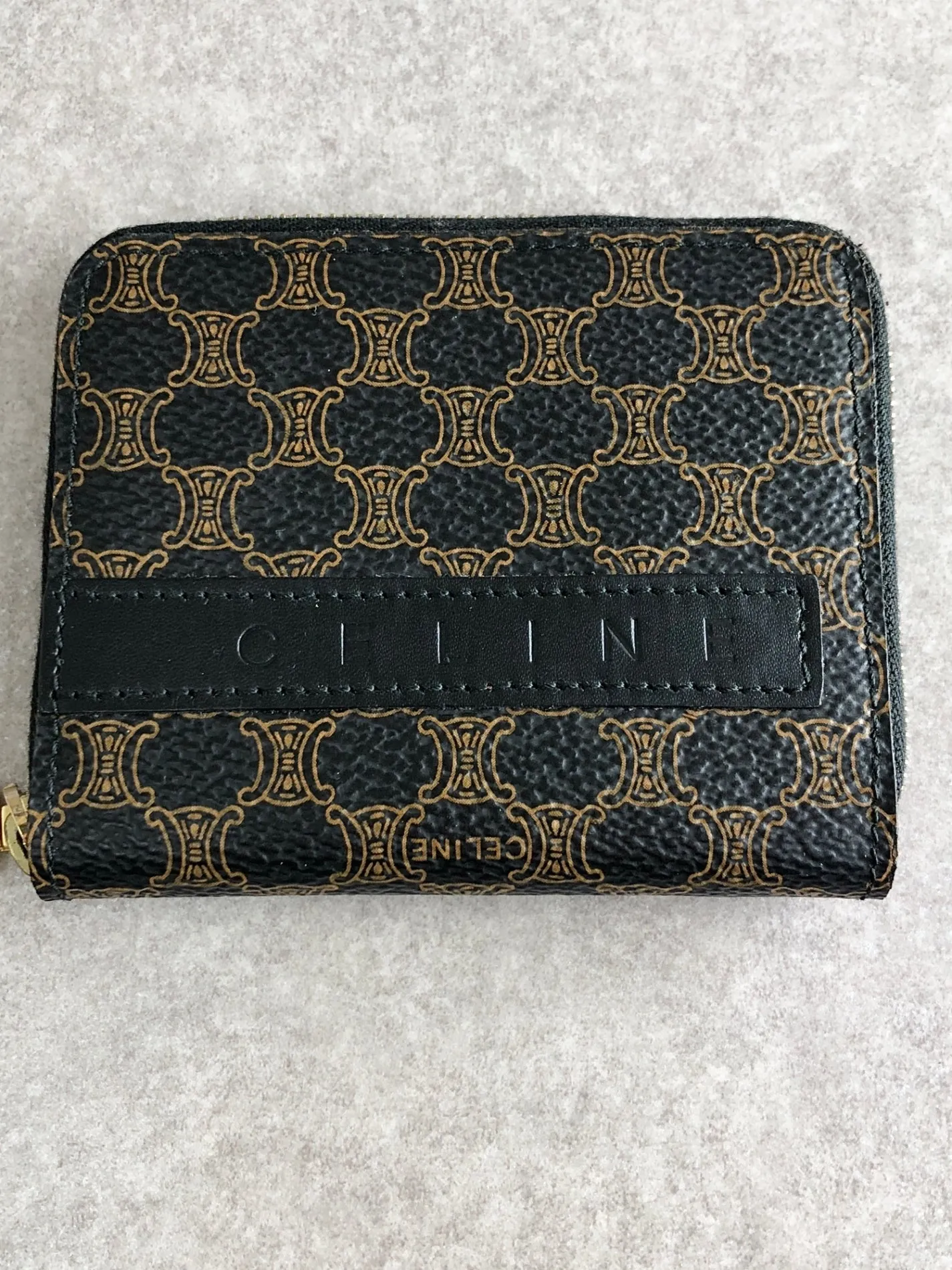 CELINE Macadam Logo Coin Purse Black Vintage 2hudzh