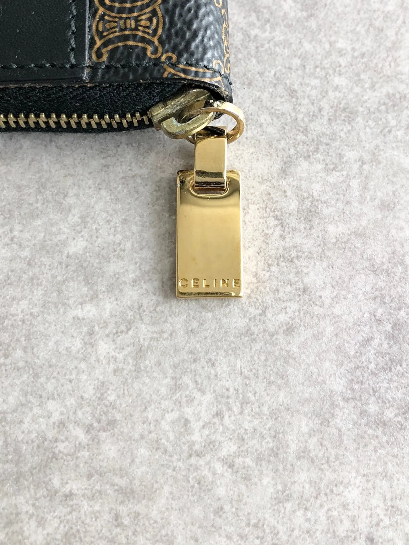 CELINE Macadam Logo Coin Purse Black Vintage 2hudzh