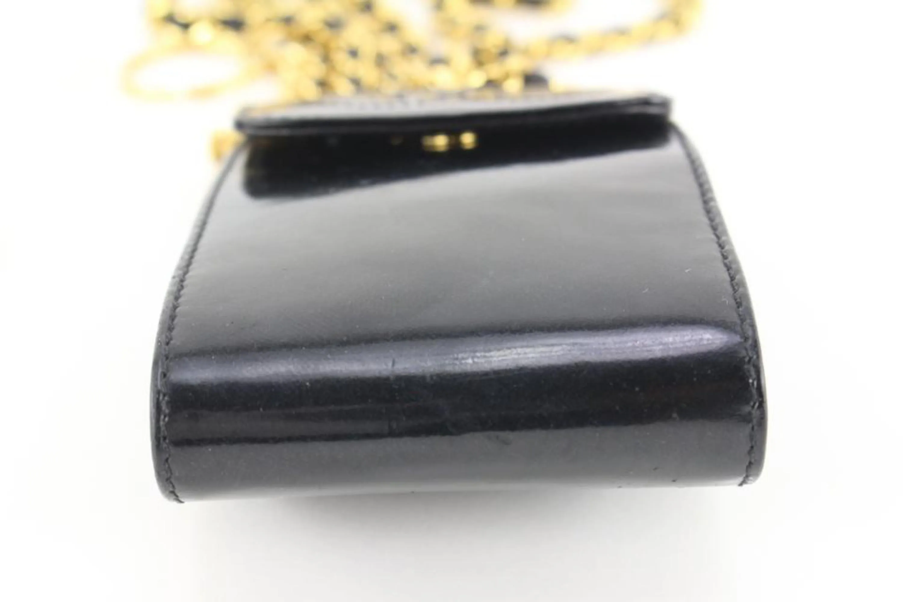 Chanel Black Patent CC Logo Mini Flap Pouch Crossbody 13ck69s