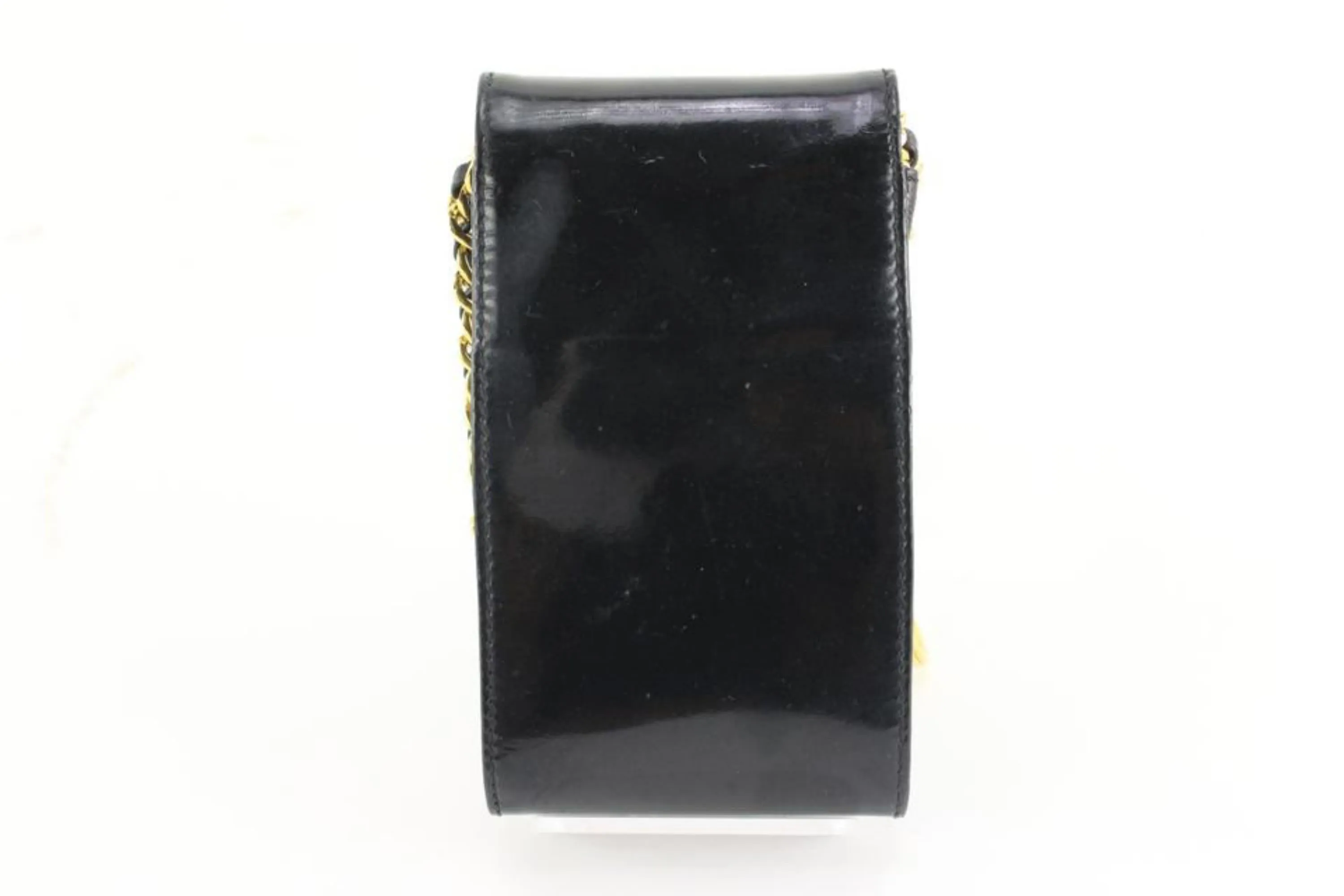 Chanel Black Patent CC Logo Mini Flap Pouch Crossbody 13ck69s