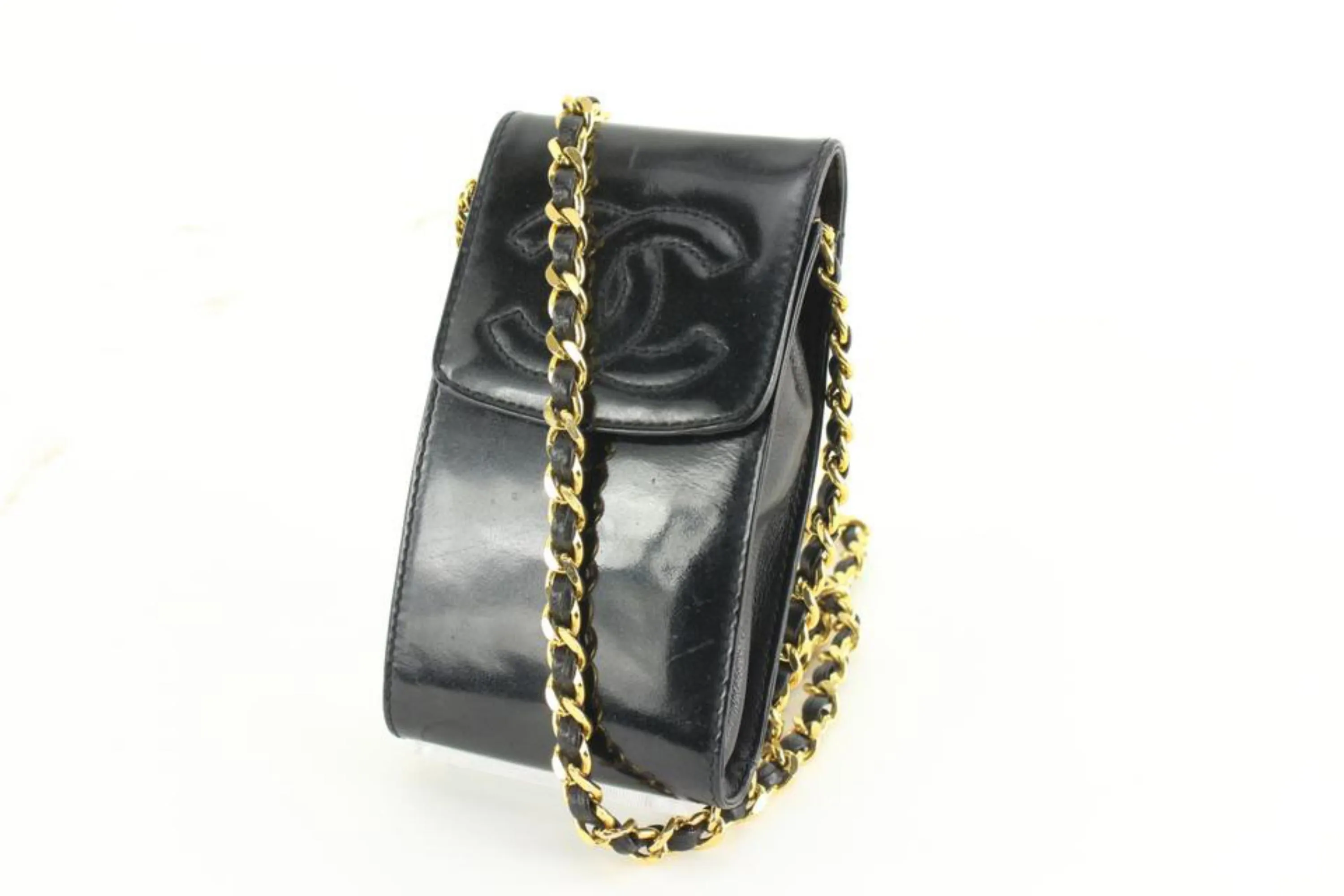 Chanel Black Patent CC Logo Mini Flap Pouch Crossbody 13ck69s