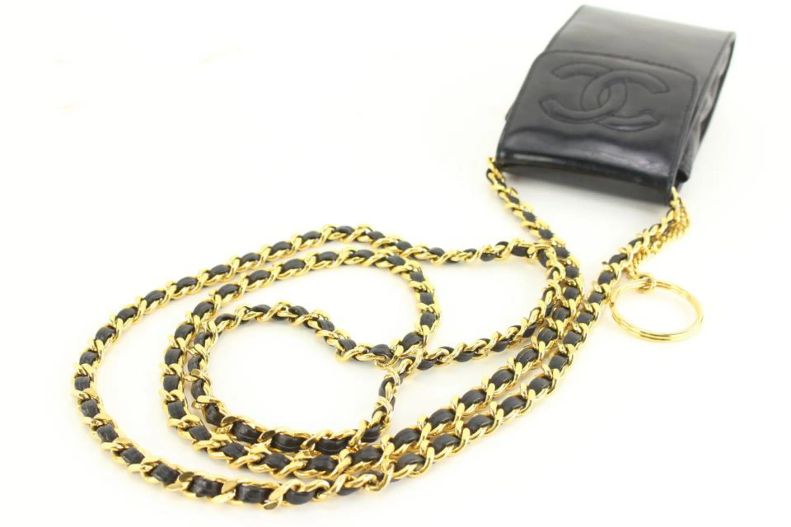 Chanel Black Patent CC Logo Mini Flap Pouch Crossbody 13ck69s