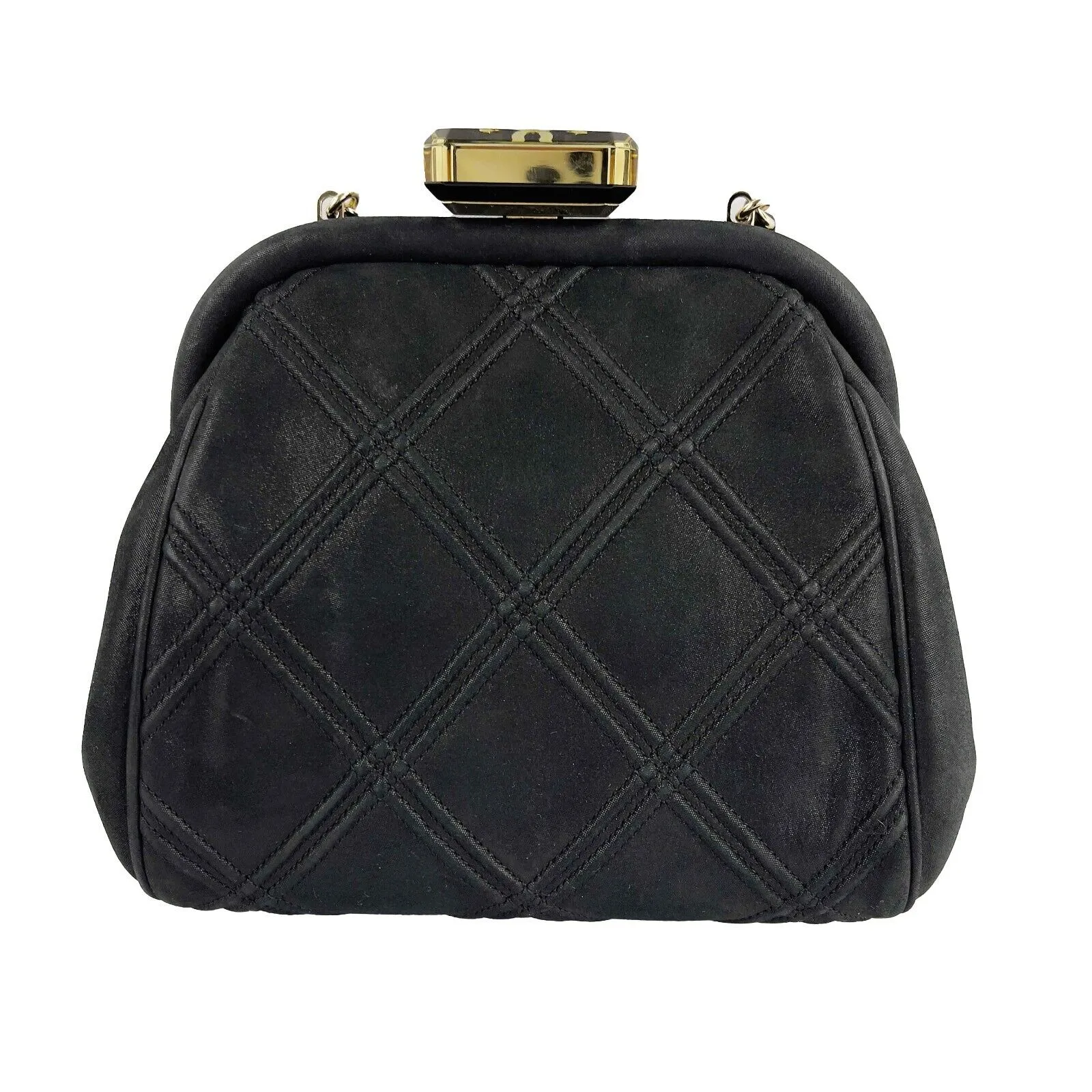CHANEL - Mini Crossbody Clutch - Black Quilted /Gold-tone - 'CHANEL' Closure