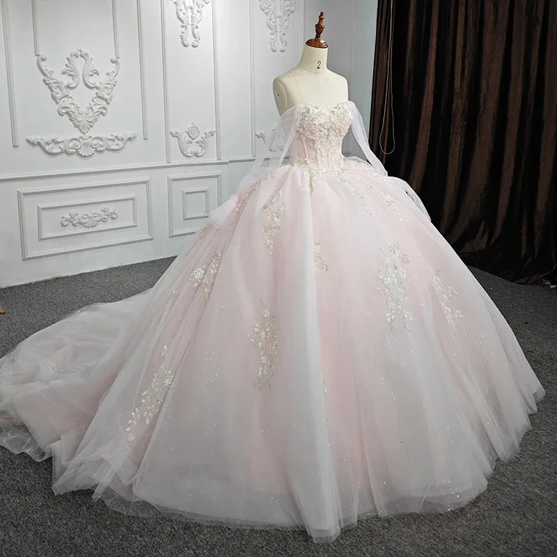 Chic Sequins Quinceanera Dresses Long Sleeves Off-the-shoulder Ball Gown Prom Dresses