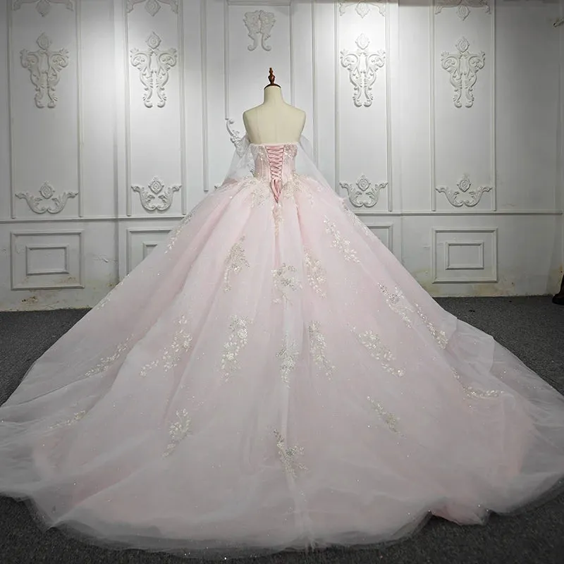 Chic Sequins Quinceanera Dresses Long Sleeves Off-the-shoulder Ball Gown Prom Dresses