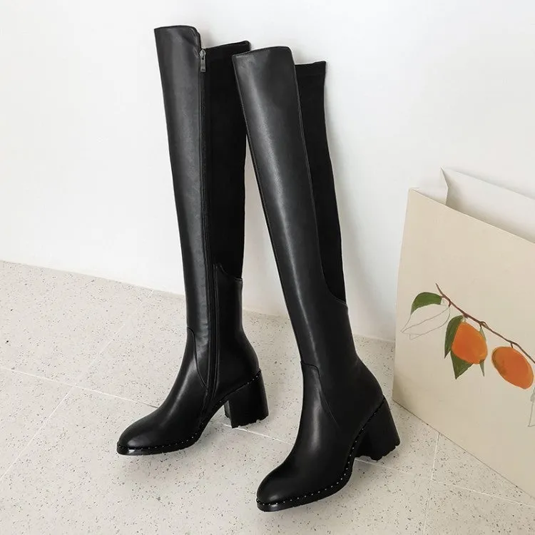 Chunky Heel Riding Boots Mid Heel Fashion Boots Over-the-knee Boots