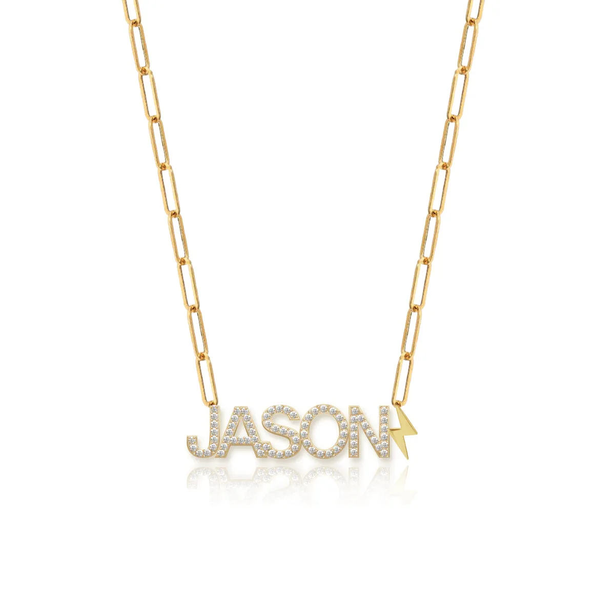 Cutout Diamond Name & Gold Charm Necklace