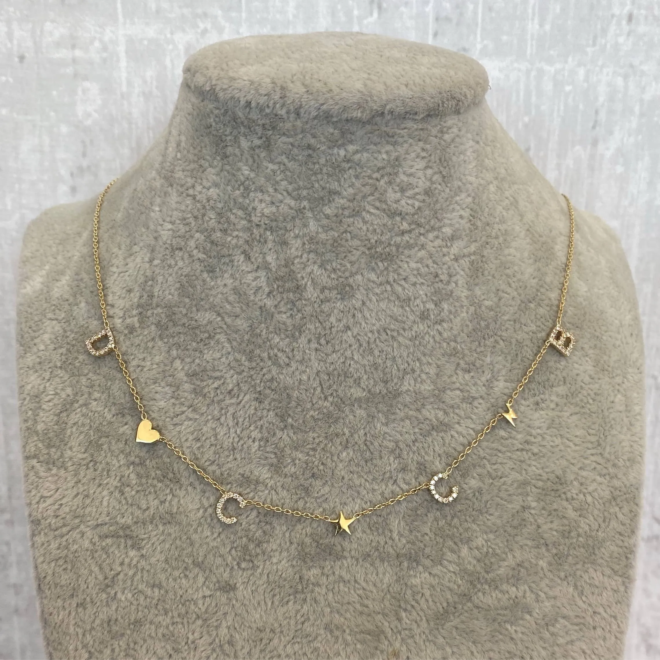 Dangling Initial Necklace with Charms