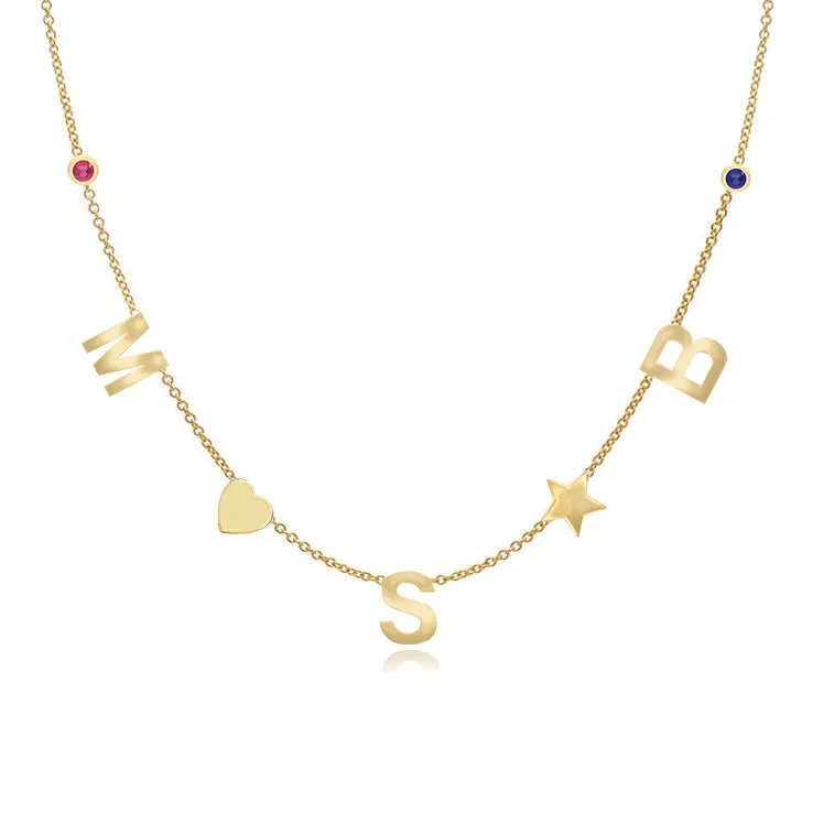Dangling Initial Necklace with Charms