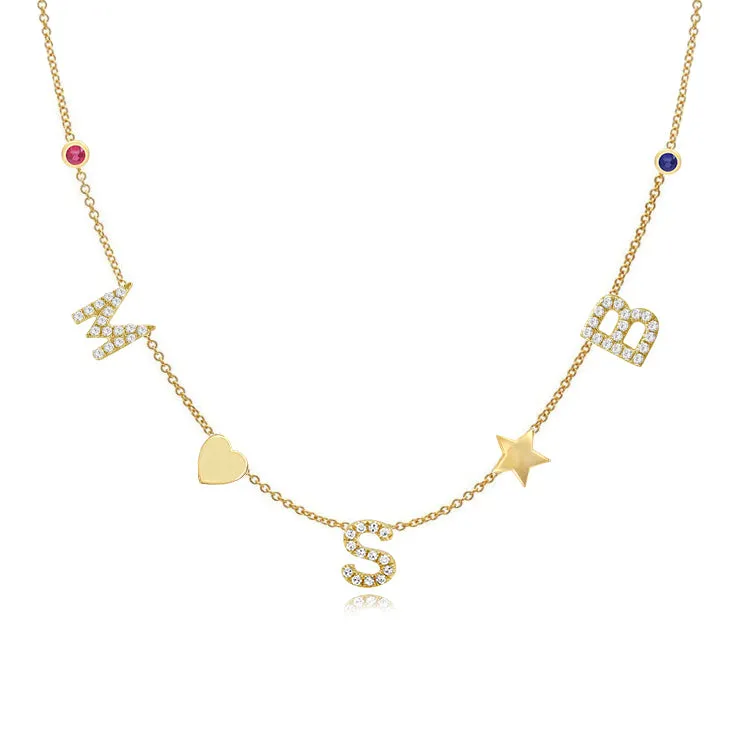 Dangling Initial Necklace with Charms