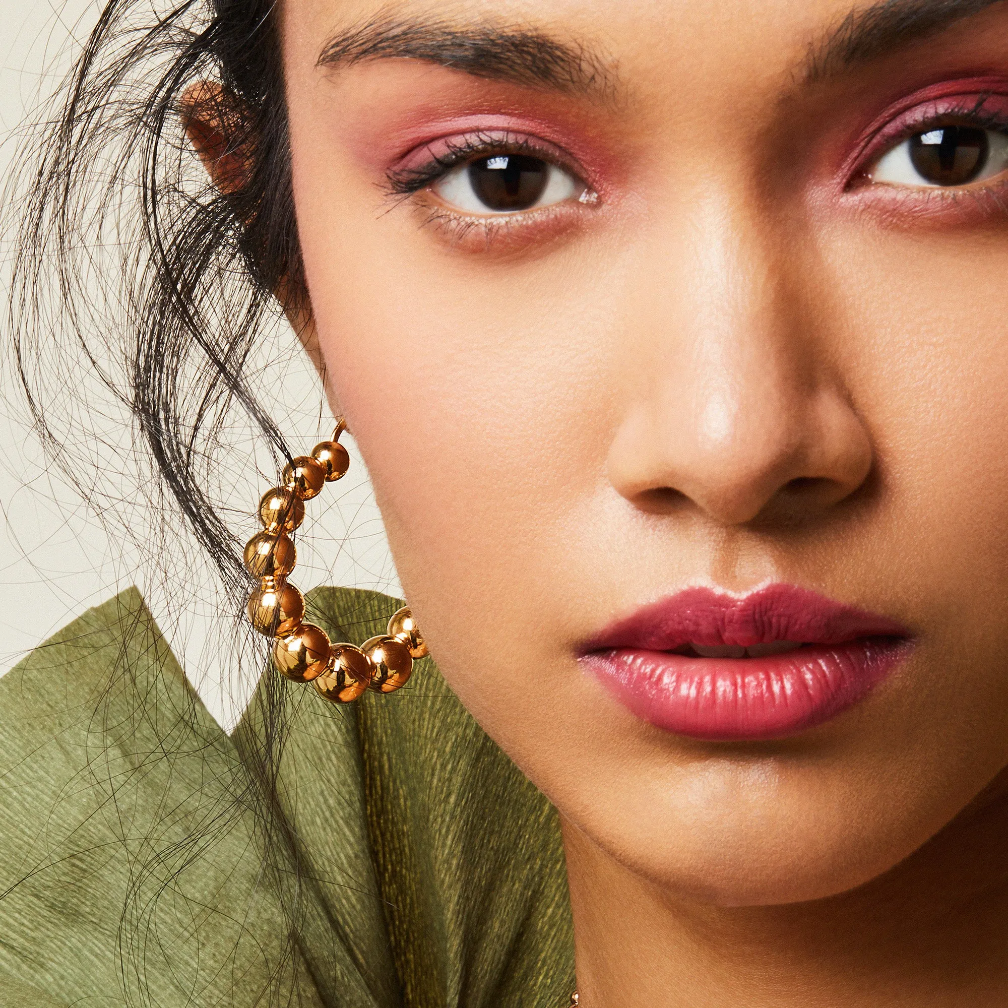 Designer 18K Yellow Gold Graduated Bead Hoop Earrings
