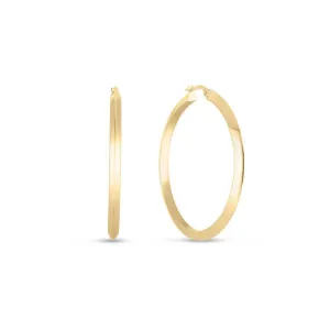 Designer Gold 18K Yellow Gold Medium Knife Edge Hoop Earrings