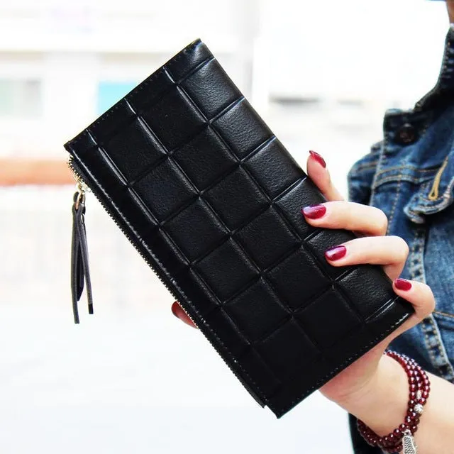 Double Zipper PU Leather Purse For Women